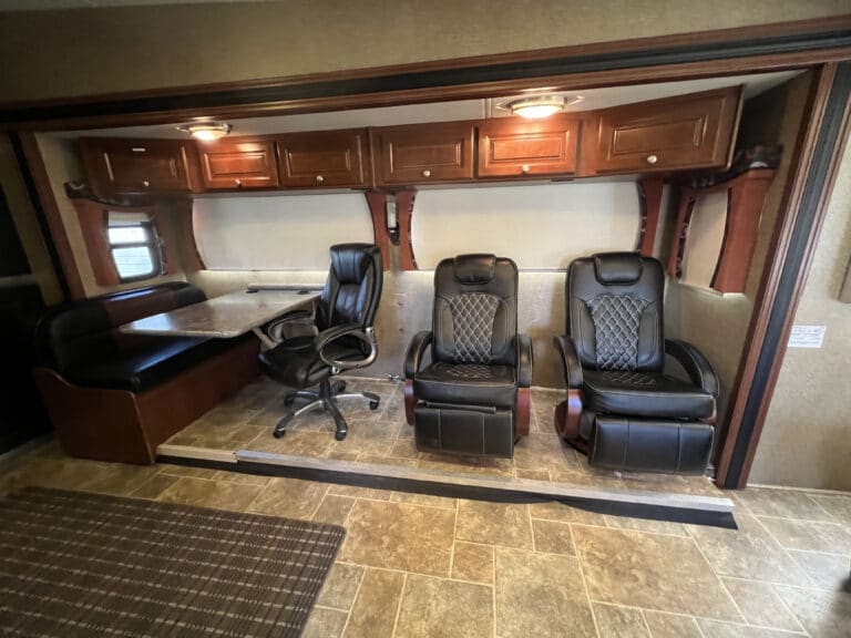 motor coach interior with couch and furnitures