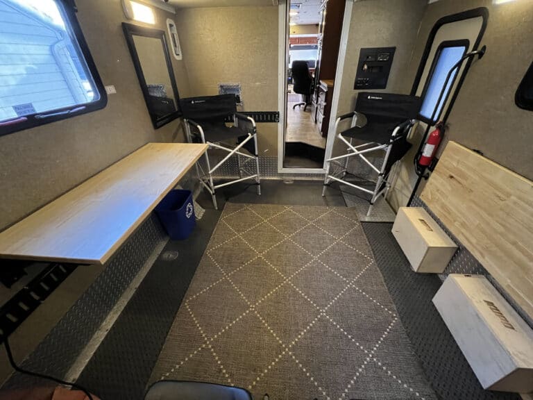motor coach rental interior with furnitures